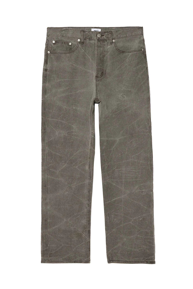 Obey Classic Wrinkle Baggy Denim Black Olive Wrinkle Wash